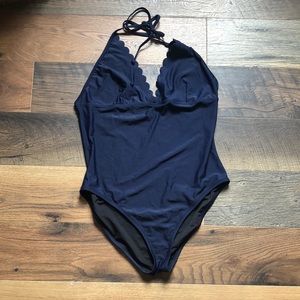 J. Crew navy halter tie one-piece swimsuit
